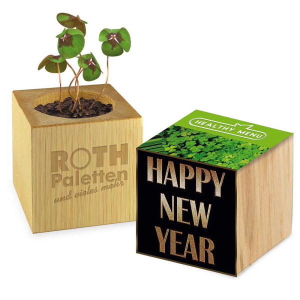 Houten plantenset met klavertjes vier